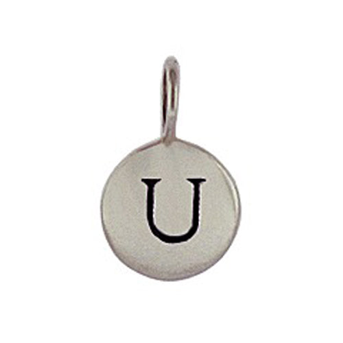 Sterling Silver U Initial Disk Charm