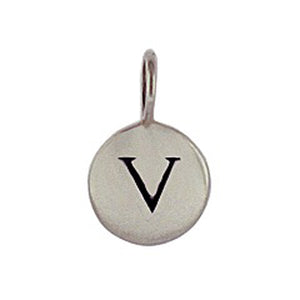 Sterling Silver V Initial Disk Charm