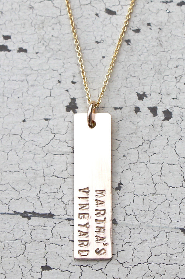 Martha's Vineyard Vertical Bar Gold Necklace