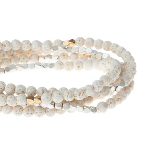 White Lave Gemstone Wrap With Gold and Silver Accents