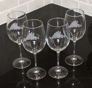 Martha's Vineyard Etched Wine Glass Set of 4
