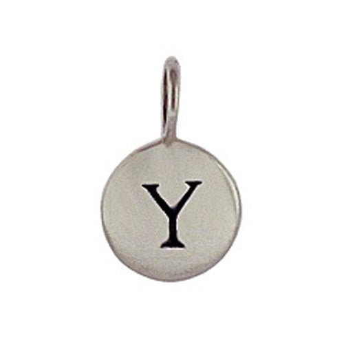 Sterling Silver Y Initial Disk Charm