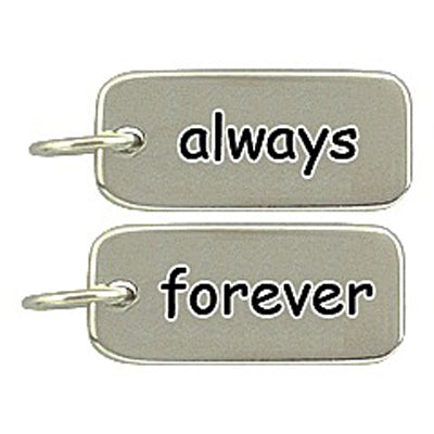 Sterling Silver Always/Forever Word Tag Charm