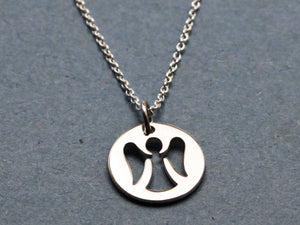 Sterling Silver Angel Disc Necklace