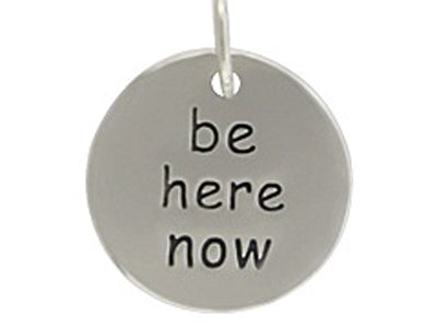 Sterling Silver Be Here Now Round Word Charm