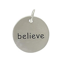 Load image into Gallery viewer, Sterling Silver Believe Round Word Charm