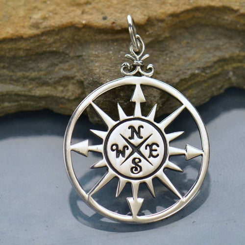 Sterling Silver Compass Rose Charm